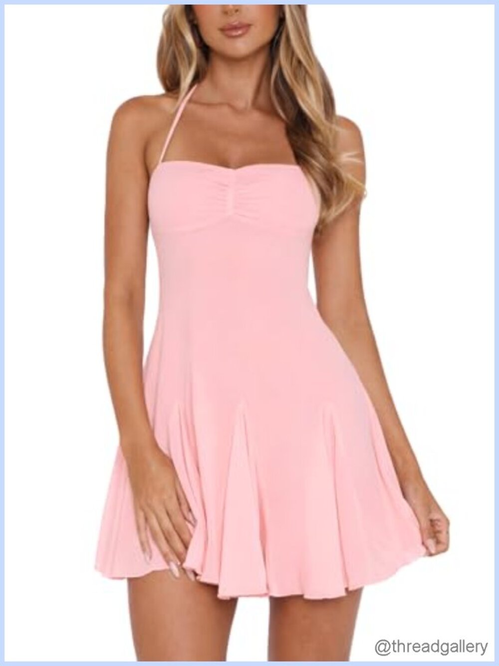 Halter Backless Mesh Ruffle Hem Mini Dress Club Party Night Out